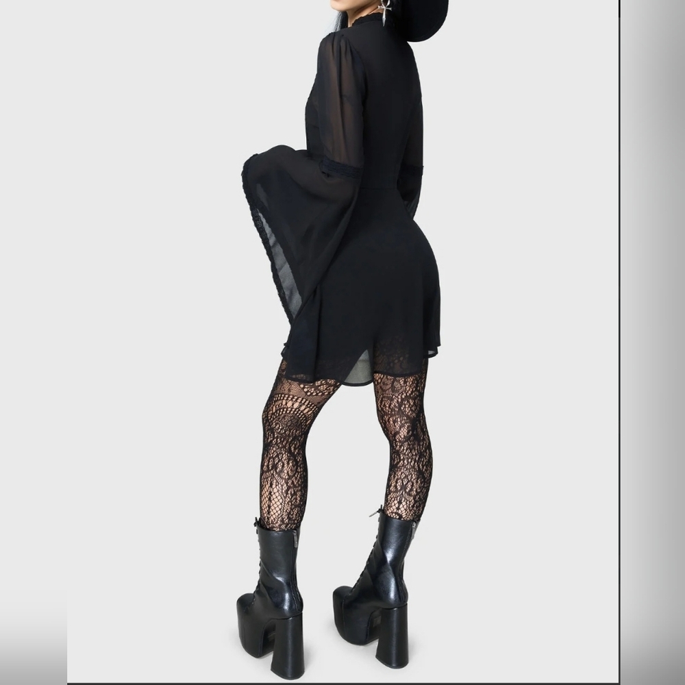 Killstar Black Gothic Long Sleeve Dress - Picture 3 of 7